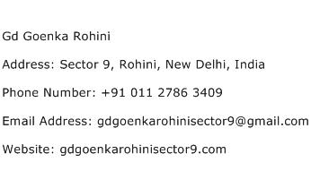 Gd Goenka Rohini Address Contact Number