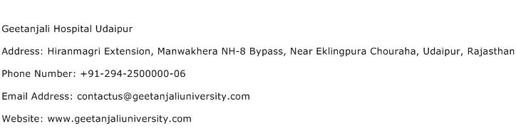 Geetanjali Hospital Udaipur Address Contact Number