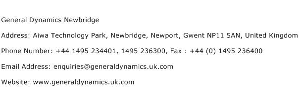 General Dynamics Newbridge Address Contact Number