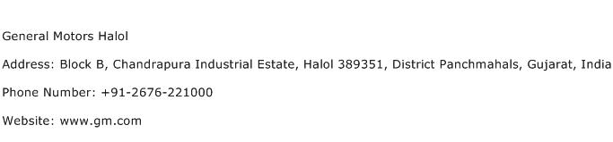 General Motors Halol Address Contact Number