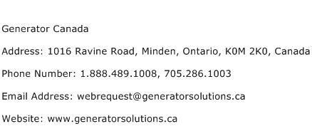 generator canada address number contact information email