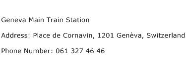 Geneva Main Train Station Address Contact Number