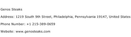 Genos Steaks Address Contact Number