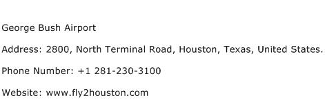George Bush Airport Address Contact Number