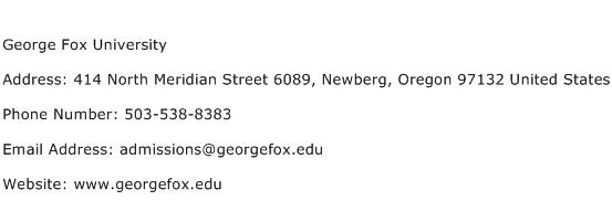 George Fox University Address Contact Number