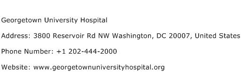 Georgetown University Hospital Address Contact Number