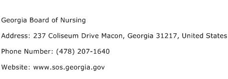 Georgia Board of Nursing Address Contact Number