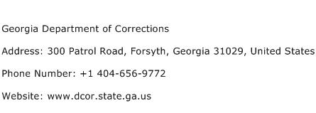 Georgia Department of Corrections Address Contact Number