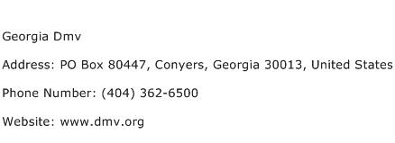 Georgia Dmv Address Contact Number