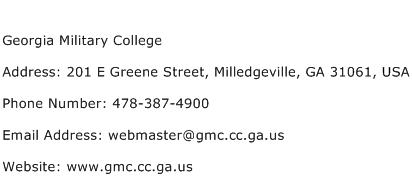 Georgia Military College Address Contact Number