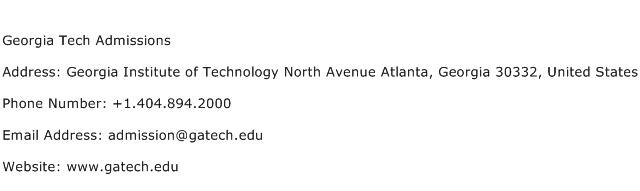 Georgia Tech Admissions Address Contact Number