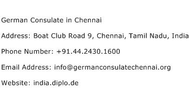 German Consulate in Chennai Address Contact Number