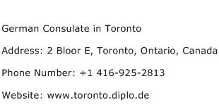 German Consulate in Toronto Address Contact Number