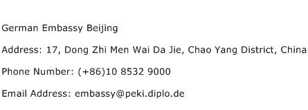 German Embassy Beijing Address Contact Number