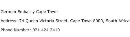 German Embassy Cape Town Address Contact Number
