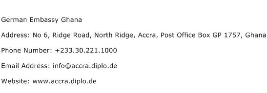 German Embassy Ghana Address Contact Number