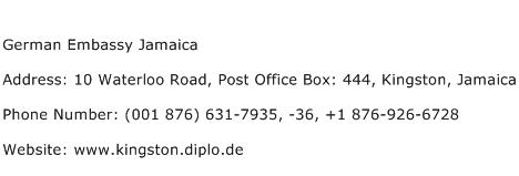 German Embassy Jamaica Address Contact Number