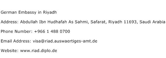German Embassy in Riyadh Address Contact Number