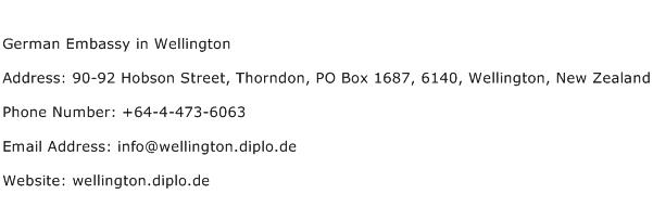German Embassy in Wellington Address Contact Number