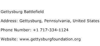 Gettysburg Battlefield Address Contact Number
