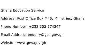 Ghana Education Service Address Contact Number