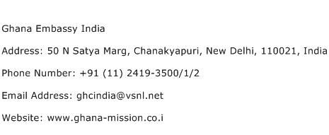 Ghana Embassy India Address Contact Number