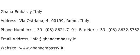 Ghana Embassy Italy Address Contact Number
