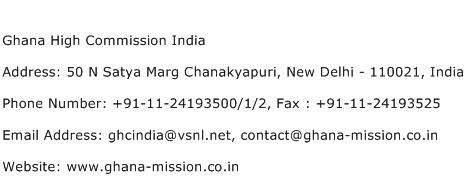 Ghana High Commission India Address Contact Number
