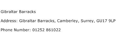 Gibraltar Barracks Address Contact Number