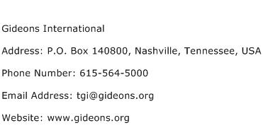 Gideons International Address Contact Number