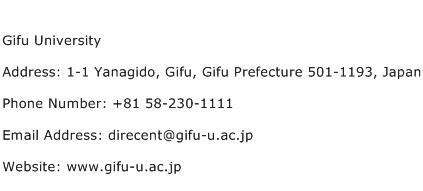 Gifu University Address Contact Number