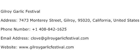 Gilroy Garlic Festival Address Contact Number