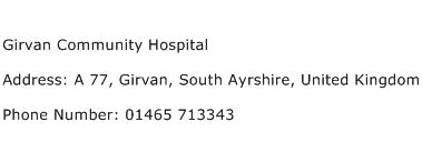 Girvan Community Hospital Address Contact Number