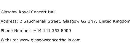 Glasgow Royal Concert Hall Address Contact Number
