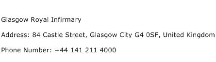 Glasgow Royal Infirmary Address Contact Number