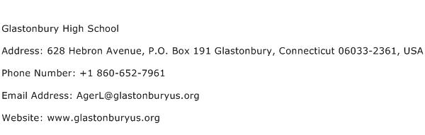 Glastonbury High School Address Contact Number