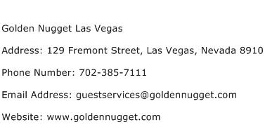 Golden Nugget Las Vegas Address Contact Number