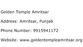Golden Temple Amritsar Address Contact Number