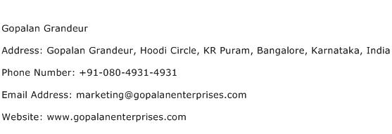 Gopalan Grandeur Address Contact Number