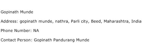 Gopinath Munde Address Contact Number