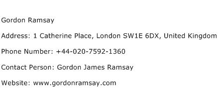 Gordon Ramsay Address Contact Number