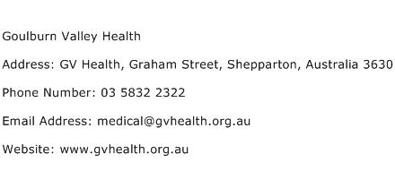 Goulburn Valley Health Address Contact Number