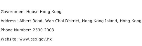 Government House Hong Kong Address Contact Number