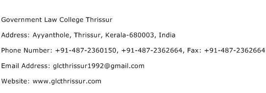 Government Law College Thrissur Address Contact Number