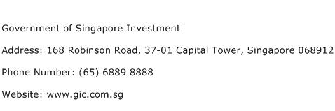 Government of Singapore Investment Address Contact Number