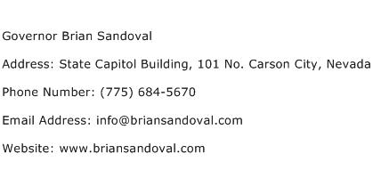 Governor Brian Sandoval Address Contact Number
