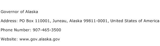 Governor of Alaska Address Contact Number
