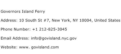 Governors Island Ferry Address Contact Number