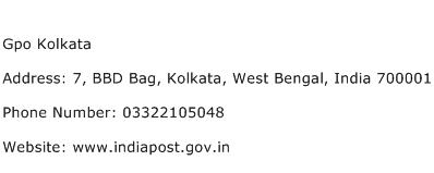 Gpo Kolkata Address Contact Number