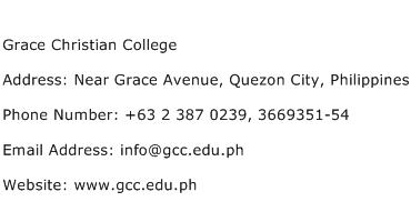 Grace Christian College Address Contact Number